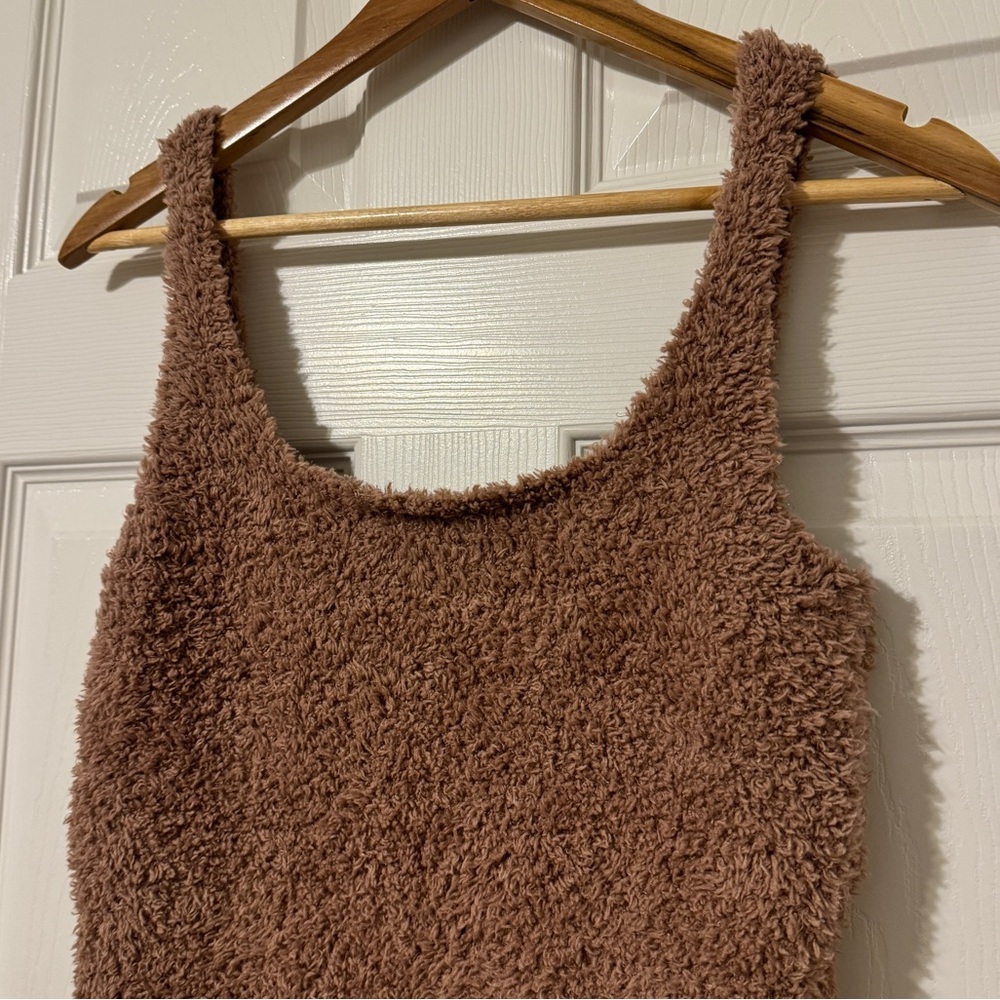 SKIMS Cozy Knit Tank Size Large XL Brown NWOT Neutral Boucle Soft Comfy - Picture 4 of 5